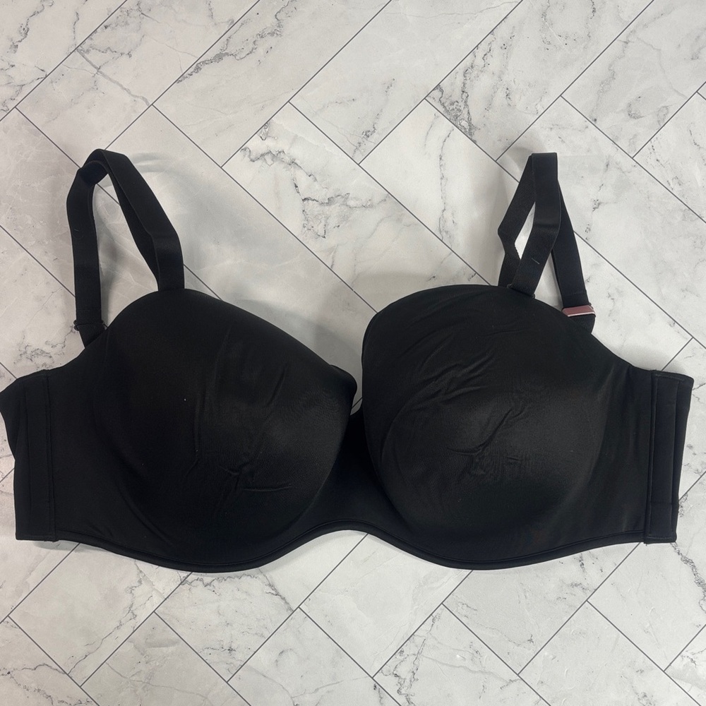 NWT Cacique Lane Bryant Womens Bra Black Boost Multiway Strapless UNDERWIRE 42DD